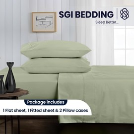 SGI bedding 600 Thread Count 100% Egyptian Cotton Queen Sheet Set Moss – Luxury 4-Piece Super Soft Bed Sheets, Breathable Hotel-Quality Bedding, 16” Deep Fitted, Cooling, Durable & Non-Pilling