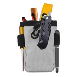 Clip-On Tool Belt Bag,Carpenter and Electrician Tool Pouch for Tools,Heavy Duty Professional Electrician Technician Waist Work Bag for Electricians Technician Used for HVAC Technicians (Grey Black)