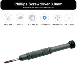 Phillips Screwdriver #0 3.0mm PH 0, Small Screwdriver, Magnetic, Lightweight, S2 Steel, Smooth Turning Cap