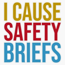 I Cause Safety Briefs Window Bumper Sticker Decal 5"