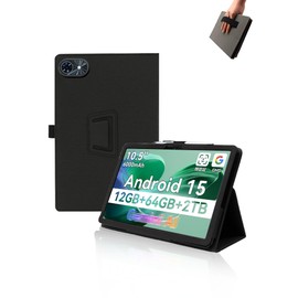 Case for TABWEE T80 Tablet 10.5 inch Android 15 Tablets,UYRUREL Leather Slim Folding Stand Cover with Hand Strap Magnet for Men Women Full Protection,Black.