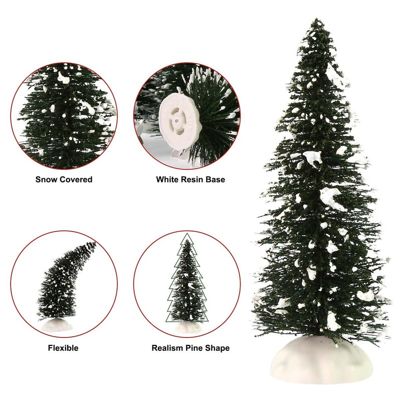 20pcs Snowy Pine Trees Mini Christmas Trees Covered Snow with