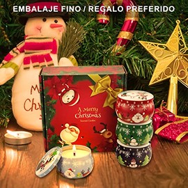 Velas Aromaticas en 4 Latas, Cera de Soja 100 Pura(Por Lata 2.2 Onzas), AromaterapiaAlivio Del Estrs y Relajacin, Adecuado para Yoga, Meditacin,...   