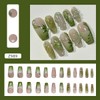 24Pcs Medium Square Press on Nails Green Gradient French Tip