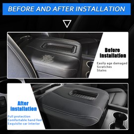 XYHGM Center Console Armrest Cover for Chevy Silverado & GMC Sierra 2019-2025,Tahoe& Yukon&Suburban 2021-2025,Anti-Scratch Cover（Floor Console Bucket Seat Only,Thick sponge filling Carbon Fiber+Black）