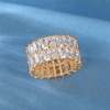 MDFUN 2 Rows Baguette Ring Eternity Bands Emerald Cut Cubic