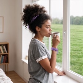 SESENSE 3PCS Adjustable Hair Ties, Afro Puff Satin Hair Tie Elastics Satin Non-Damage Adjust Ponytail Holders for Black Women Thick and Nature Style