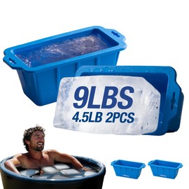 XL Ice Block Mold for Cold Plunge (2 PCS) - Can Make 9 LBS Ice Cube, Reusable Ice Cube Trays for Indoor & Outdoor (Blue, 2pcs(9lbs))
