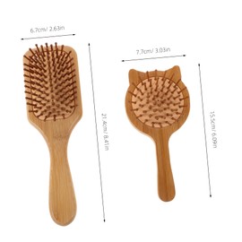TOVINANNA 2pcs Bamboo Hair Brush Cushion Massage Detangling Comb for Scalp Health and Hair Growth Includes Cat Brush for Gifting