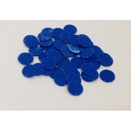 Plastic Counters: Blue Color Gaming Tokens (Hard Colored Plastic Coins, Markers and Discs for Bingo Chips, Tiddly Winks, Checkers, and Other Board Game Playing Pieces) | 50 Pieces
