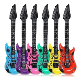 STOBOK Inflatable Guitar Toy Waterproof Party Props Guitars Inflatable Rock' N Roll Guitar for Kids Birthday, Decor, Karaoke Themed Party, Rock and Roll Party Favors, 6 Pieces, 36 Inch, Random Color