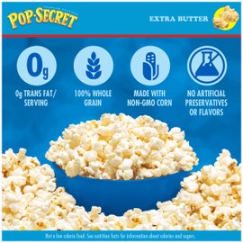 Pop Secret Microwave Popcorn, Extra Butter Flavor, 3.2 Oz Sharing Bags, 6 Ct