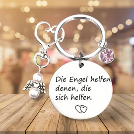 Yweeychain Guardian Angel Keychain, Gifts for Women Girlfriend, and Motivate Your Loved Ones Keychain for Women, Du Bist ein Geschenk der Angel, So Strahlhell