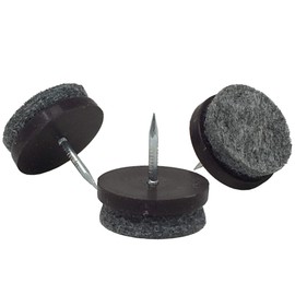 15/16" Dia. Heavy Duty Felt Nail-on Slider Glide Pads for Chairs, Stools, & Tables - Furniture Slides Like Magic -Tile & Hard Wood Floor Protector - Espresso - 32pcs.