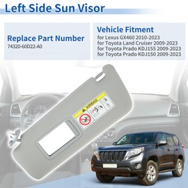 VekAuto Left Side Sun Visor Fit for Lexus GX460 2010-2023 for Toyota Land Cruiser & Prado KDJ155 / KDJ150 2009-2023 Replace No.74320-60D22-A0 Sun Protection Shade Sunshade Gray