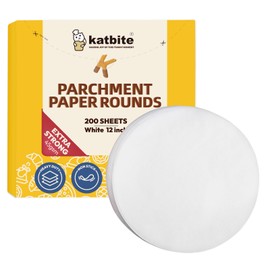 katbite Round Baking Parchment Paper, Diameter 30.5 cm (12 Inches), Round, Greaseproof, Non-Stick Parchment Paper Cuts for Cakes, Pizza Baking, BBQ