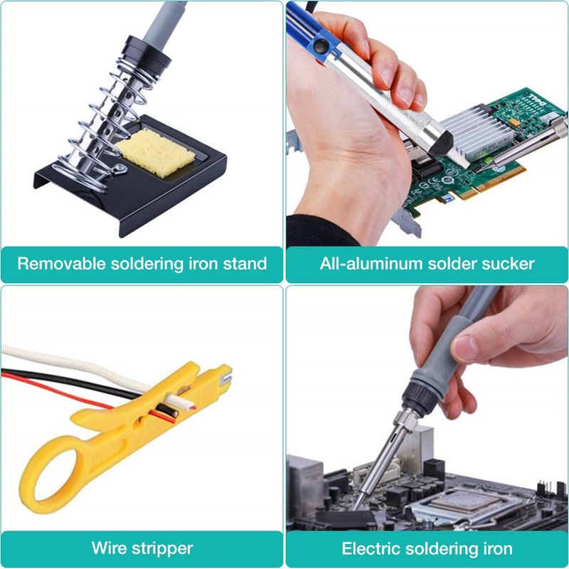 Soldering Iron Kit, 60W Adjustable Temperature 200-480℃ Welding Tools, 27Pcs