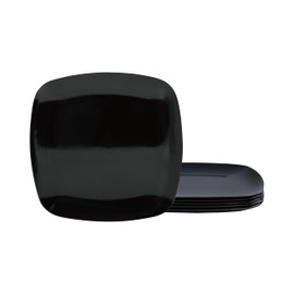 TP 10.5" Melamine Square Dinner Plates, 6-piece Plate Set Unbreakable Serving Dishes for Indoors and Outdoors, Unbreakable Dinner Service for 6, Black