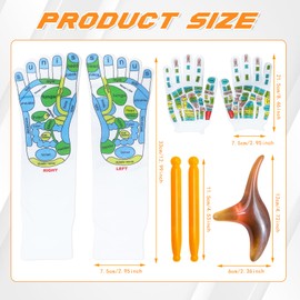 2-Piece Set Reflexology Socks with Massage Tools, Foot Reflex Zone Socks Gloves, Foot Reflexology Massage Pressure Point Socks for Foot Reflexology Massage, 40-45 Gua Sha