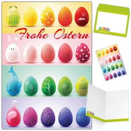BREITENWERK Easter Cards with Envelope (Set of 15) 20 Easter Eggs - Elegant Premium Folding Cards - Ideal for Private and Business - Happy Easter Cards