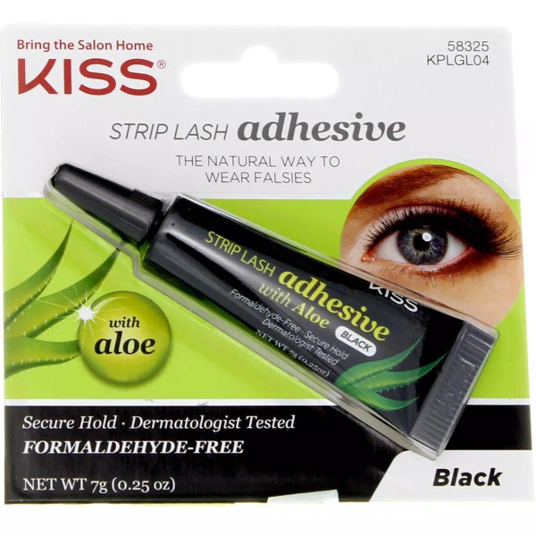 KISS Strip Lash Adhesive With Aloe, Black, 0.25 oz
