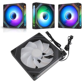 140mm ARGB PWM Chassis Fan, DIY Colorful Speed Adjustable Case Fans, Anti-Vibration Pads, 5V 3-PIN Connector Quiet Cooling Fan for CPU Cooler, Radiator, PC Chassis (Reverse Black)