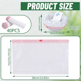 VEGCOO 40 Pack Commode Liners, Bedside Commode Liners with Absorbent Pad 40 Pack, Bedside Commod Bags Commode Toilet for All Standard Toilet Chair Bucket