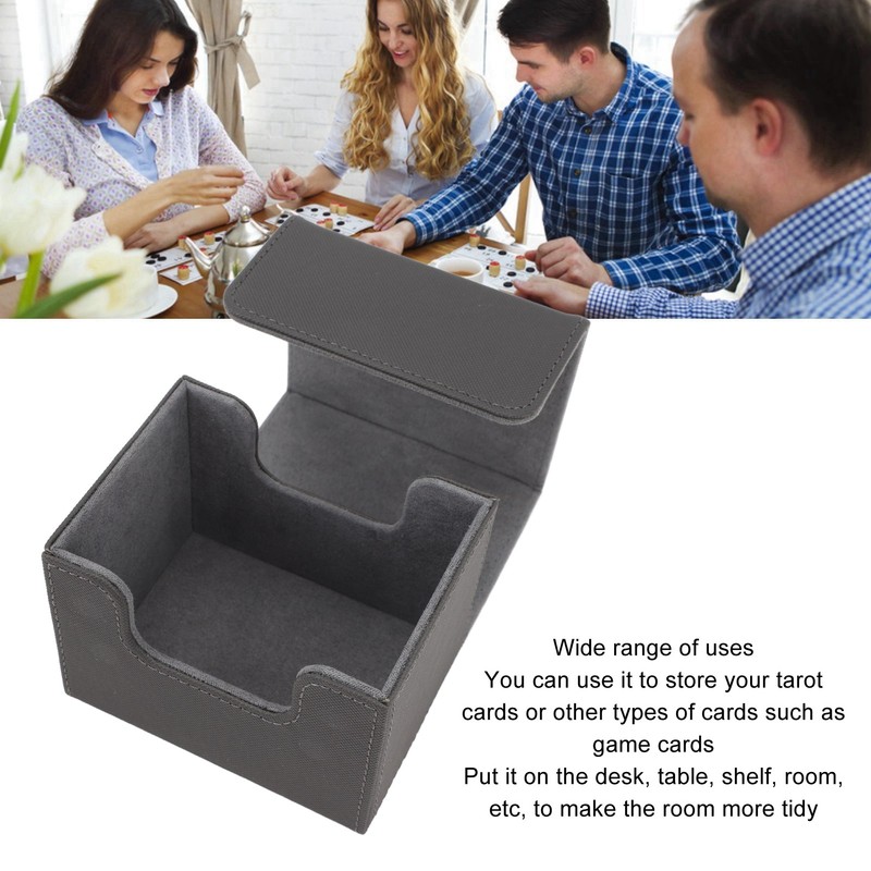 Card Deck Box Magnetic Flap Lid Large Capacity PU Leather