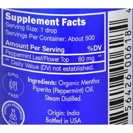 Zongle USDA Certified Organic Peppermint Oil, Safe To Ingest, 1 oz