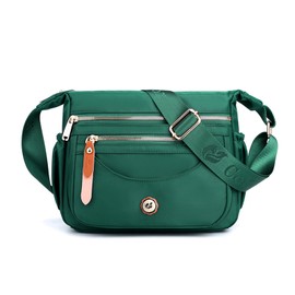 NICOLE & DORIS Women's Shoulder Bag Lightweight Shoulder Bag Nylon Satchel Handbag Women's with Multiple Pockets Messenger Crossbody Bag for School Shopping Work, Green
