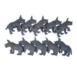 Miniblings 10 x Rhinos Rubber Animal 6 cm African Rhino Grey