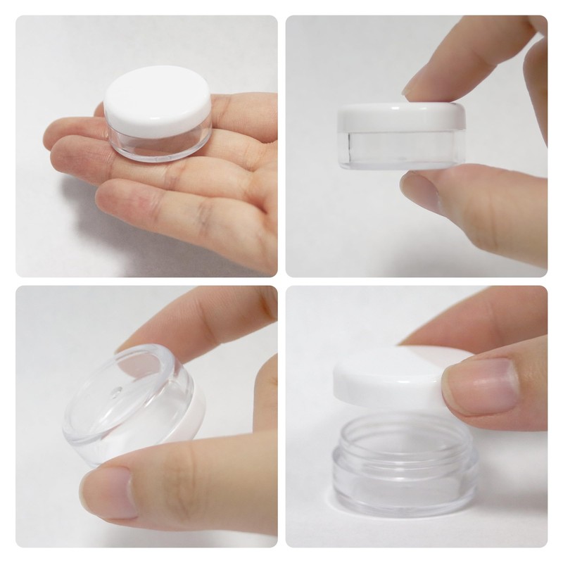 (25pcs) Empty White Lid Plastic Cosmetic Containers 5 Gram Size
