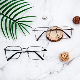 Zeelool Reading Glasses for Men Rectangle Blue Light Blocking Readers with Anti-Reflective Coating and Spring Hinges ZJGM933461-04（Brown,2.50）