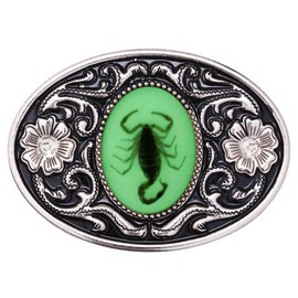 HUABOLA CALYN Belt Buckle, Unique Luminous Stone Native American White 3D Scorpion Animal Belt Buckle for Men Women