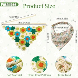 6 Pcs Knitted Triangle Hair Scarf Set, Crochet Bandana and Floral Elastic Head Scarf, Vintage Flower Head Kerchief Boho Head Band Headwrap Hair Bandanas Hair Accessories for Women