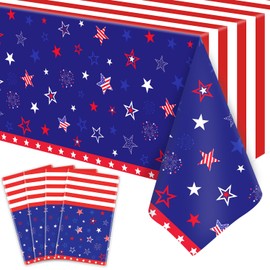 4 Pack Patriotic Tablecloth 4th of July Tablecloth Patriotic Decorations American Flag Party Table Cloth Patriotic Themed Party Supplies Memorial Party Decorations 86 x 51 in
