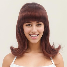 STfantasy Beehive 60s Wigs Gothic Wigs for Women Mrs Claus Fancy Dress Costume Harajuku Cosplay Party Hair (Reddish Brown)