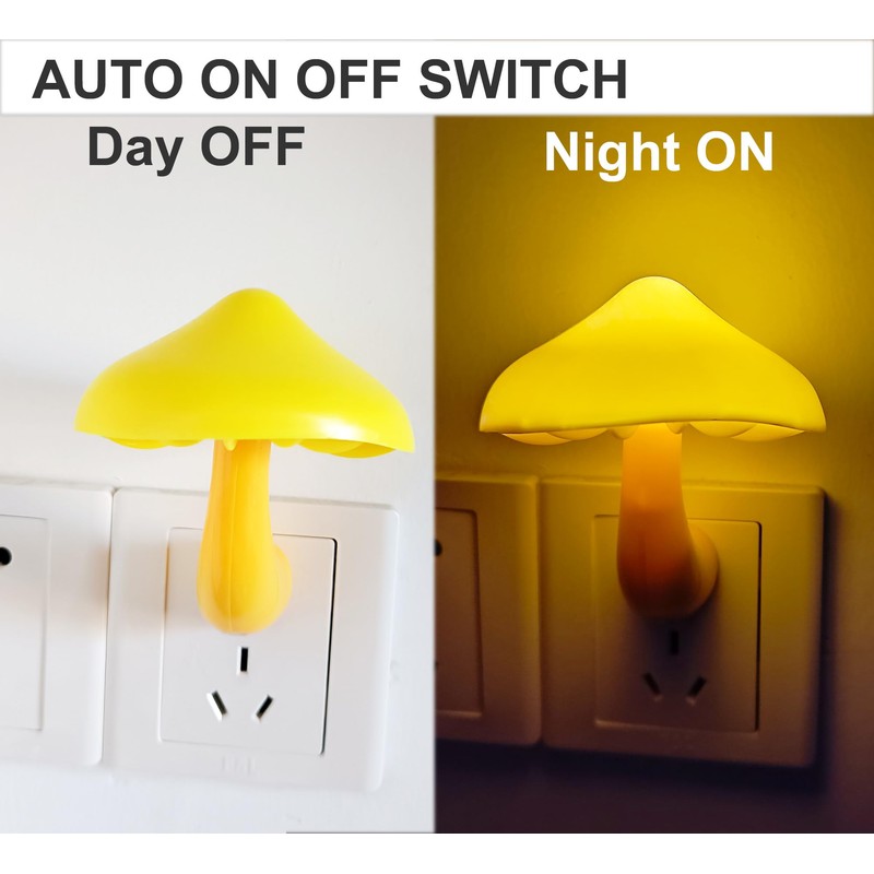 AUSAYE 3 Pack Sensor LED Mushroom Night Light Plug in