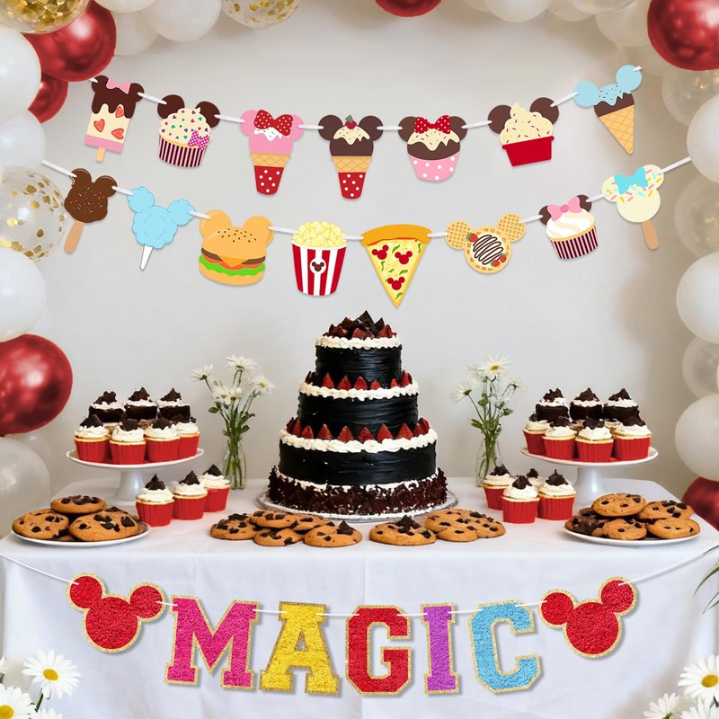 WooEver 22 Pcs Mouse Head Theme Banner Magic Mouse Birthday