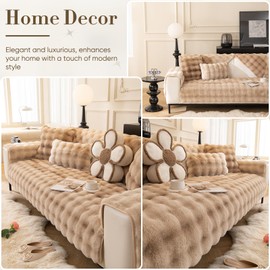 WEYOND Sectional Couch Covers for 3 Cushion Couch Sofa Pet Friendly, Sofa Covers Washable 2 Cushion Couch, Sofa Slipcovers Loveseat Protector (1PC Seat Cover 35.5" X 82.5" Gradient Khaki)