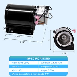 Replacement Blower Motor for Lopi Freedom Bay & Freedom II & Answer & Revere, Avalon Olympic Wood Stove Insert, 99000137 99000123 99000190 99000126 99000128 99000133 Blower Fan