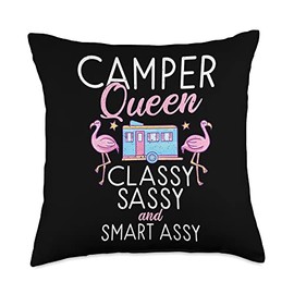 Camper Queen Classy Sassy and Smart Assy Travel Outdoor Throw Pillow