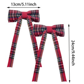 2PCS Tartan Bowknot Hair Clips, Red Plaid Hair Bow, Scottish Bow Barrettes, Elegant Hairpins, Fashion Festive Hair Accessories(Style 2)