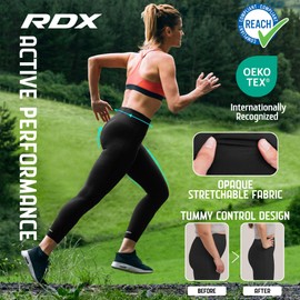 RDX Sauna Leggings for Women, REACH Compliant OEKO TEX 100 Certified, Compression Sweat Pants for Tummy Control, High Waist