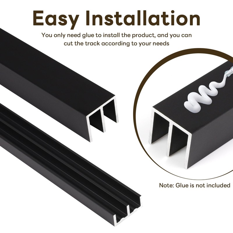 Orechic 2Sets Aluminum Sliding Door Track Set for 1/4" Thick