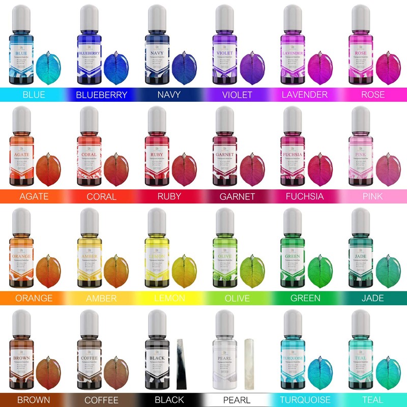 24 Epoxy Resin Paints, UV Resin Colours, Crystal Transparent Epoxy
