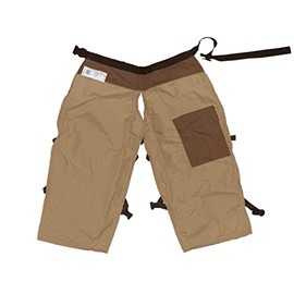 FORESTER Chainsaw Chaps for Men - Adjustable Belt - Chain Saw Chaps for Men, Apron Style W/Pocket, Chainsaw Safety Equipment (Tan/Brown, 35")