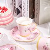 50 Pcs Paper Tea Cups and Plates Pink Floral Paper