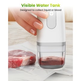FEPPO Vacuum Sealer for Food with Visible Water Tank, Handheld Saver Compact Vacuum Sealer Machine with 30 Reusable Bags for 6X Preservation & Fresh, White