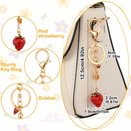 Ouligay Cute Strawberry Keychains, Strawberry Bag Charm for Purse, Kawaii Strawberries Accessories for Women Gril Handbag Zipper Pull Gift